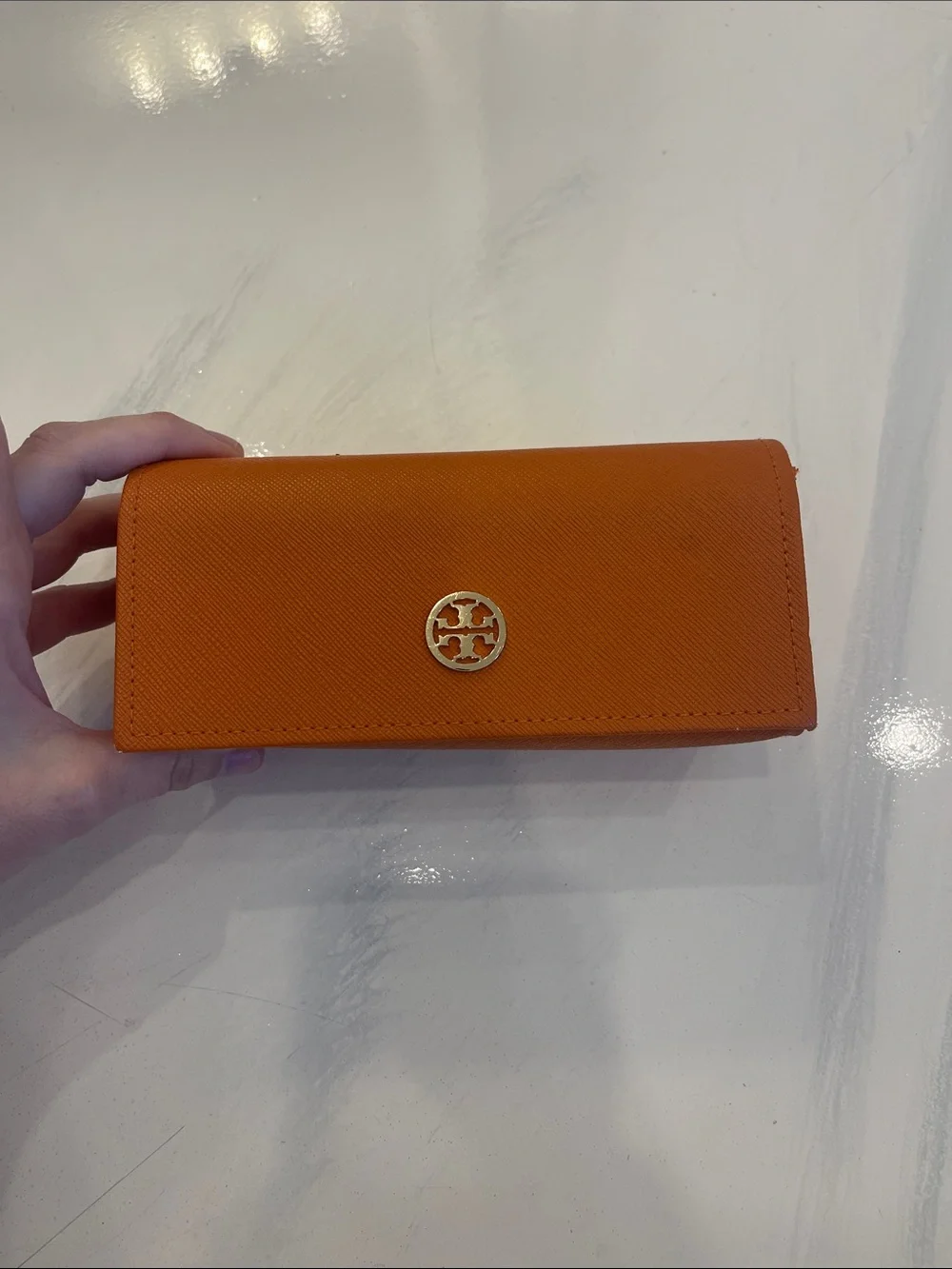 Tory Burch Orange Leather Sunglasses case